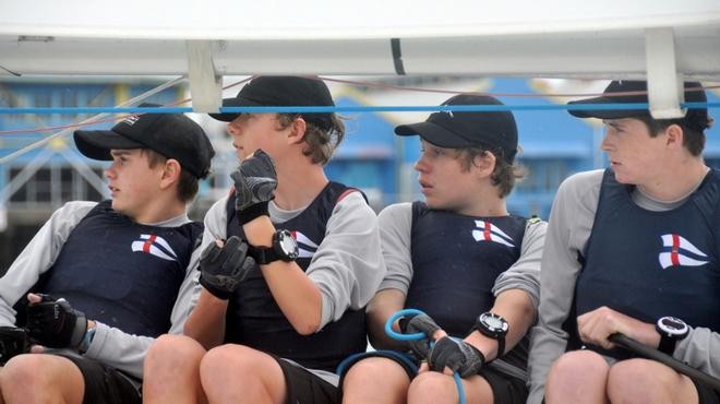 Royal Yacht Club of Tasmania’s young team of Sam Abel, Will Cooper, Nick Smart and Charlie Goodfellow finished second overall in the QLD Match Racing Championships 2016 © Mike Hodgson